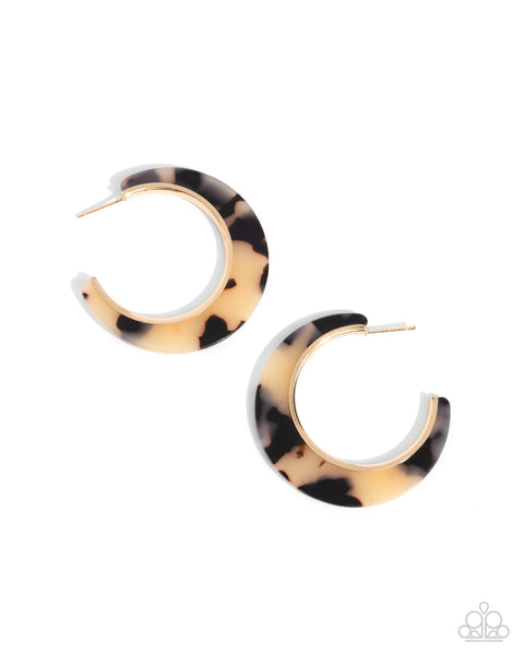 Paparazzi Patterned Promotion - Brown Hoop Earrings