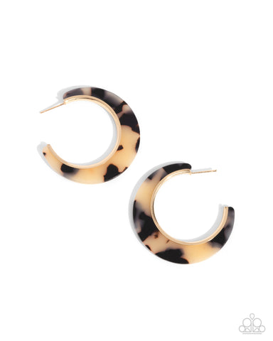 COMING SOON Paparazzi Patterned Promotion - Brown Hoop Earrings