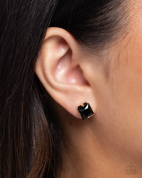 Paparazzi Squared Soprano - Black Post Earrings