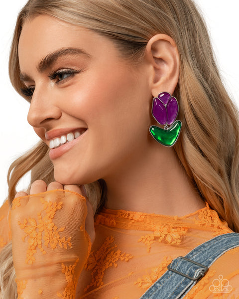 COMING SOON Paparazzi Tulip Triumph - Purple Earrings