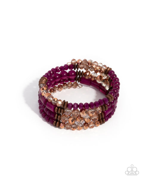 Paparazzi Defaced Dance - Purple Coiled Bracelet