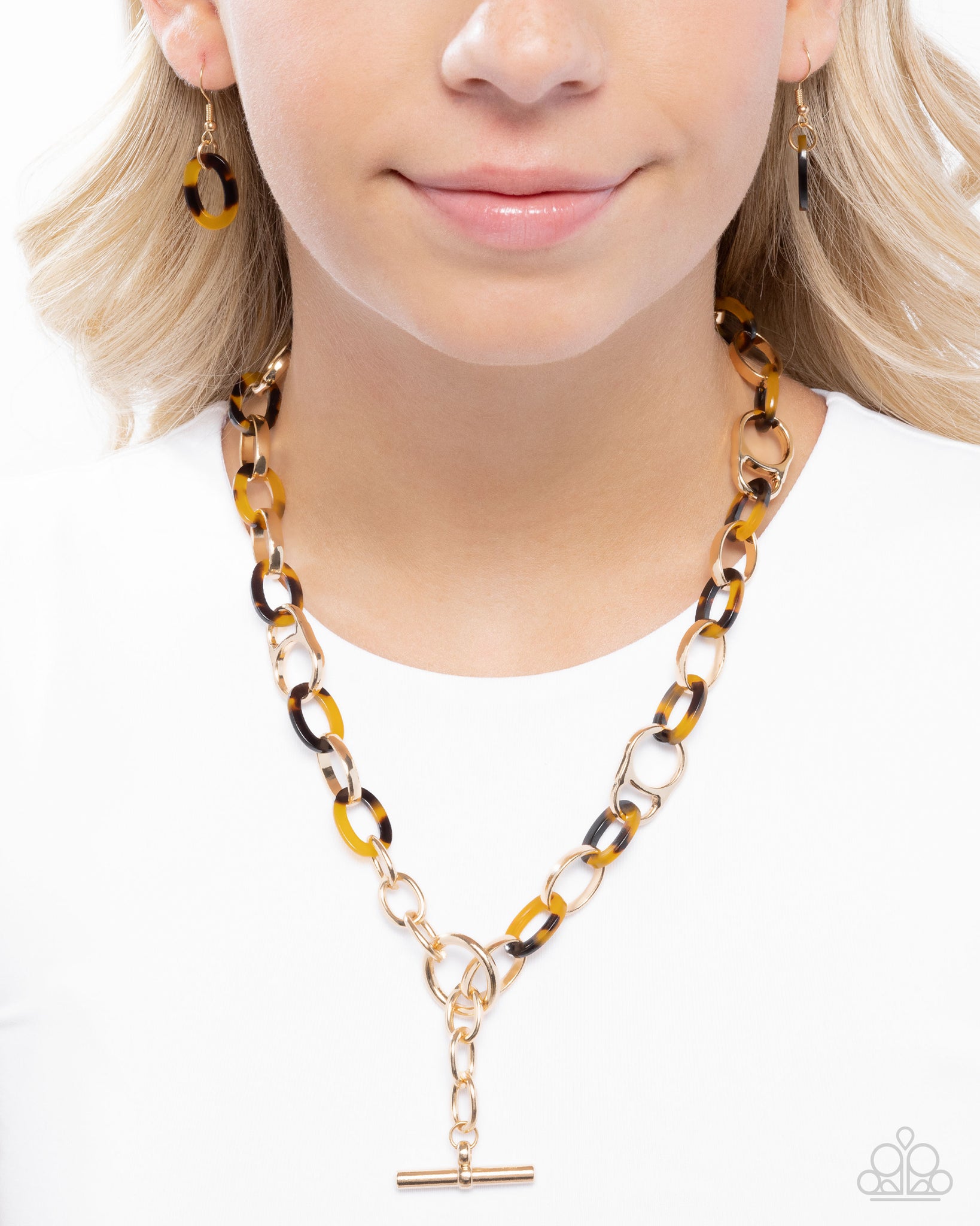 Paparazzi Smooth Season Brown Necklace and Flat Out Fearless Multi Earrings Set