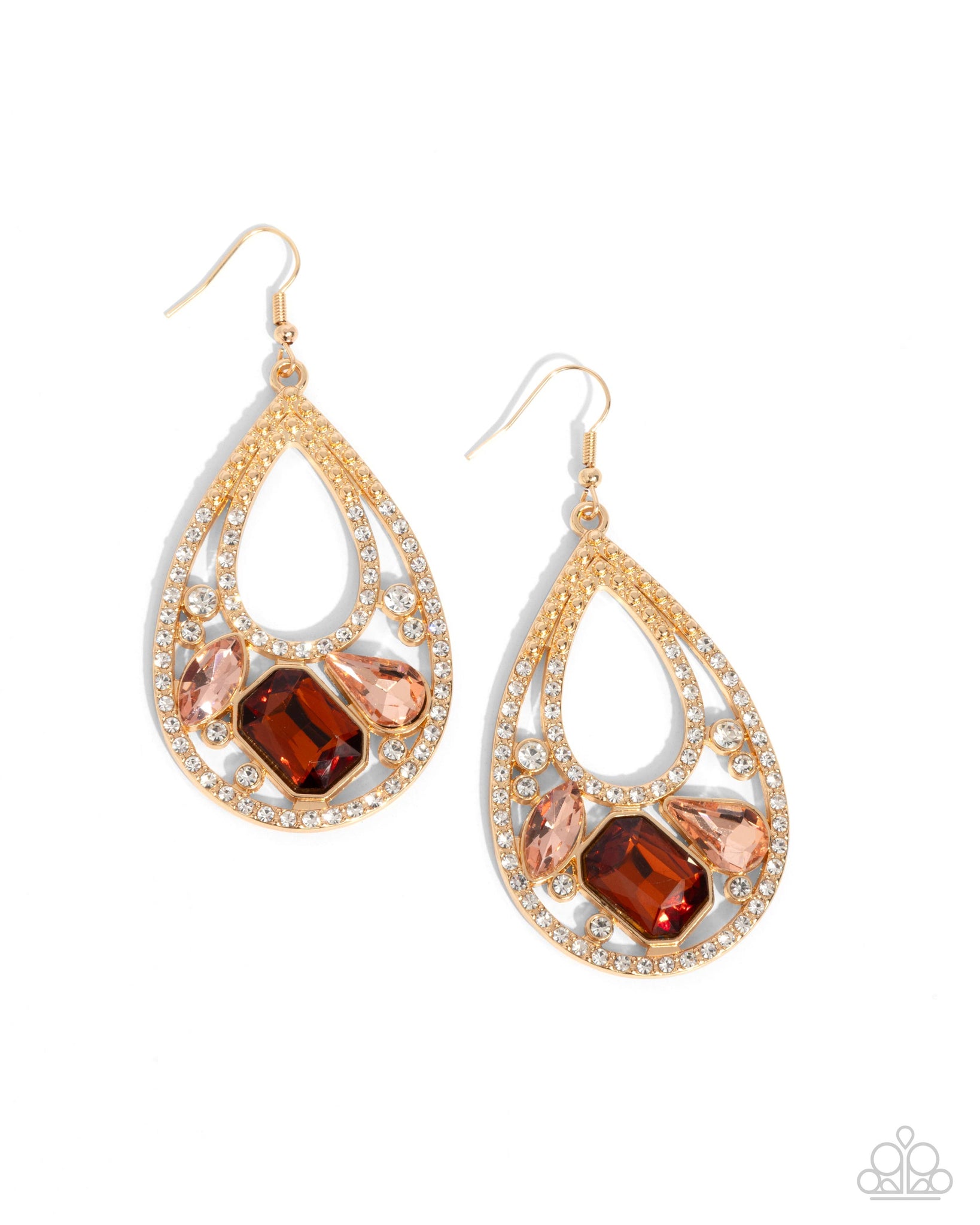 COMING SOON Paparazzi Teardrop Trifecta - Brown Earrings