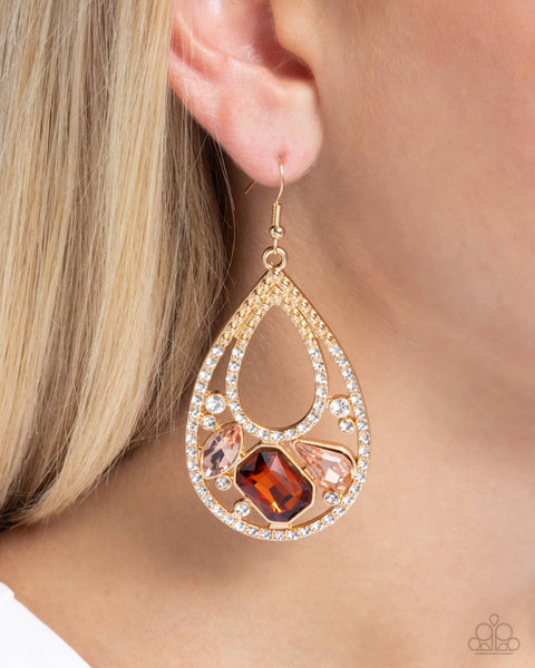 COMING SOON Paparazzi Teardrop Trifecta - Brown Earrings