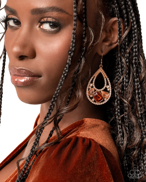 COMING SOON Paparazzi Teardrop Trifecta - Brown Earrings