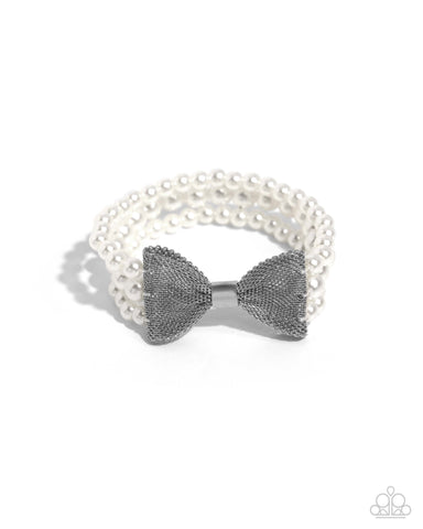 COMING SOON Paparazzi Dapper Dialogue - Bow White Bracelet