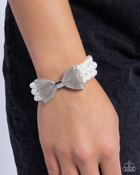 COMING SOON Paparazzi Dapper Dialogue - Bow White Bracelet