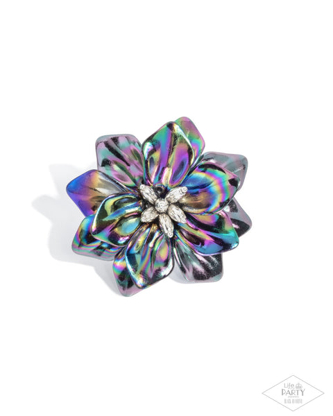 Paparazzi Platonic Petals - Black Multi Oil Spill Ring
