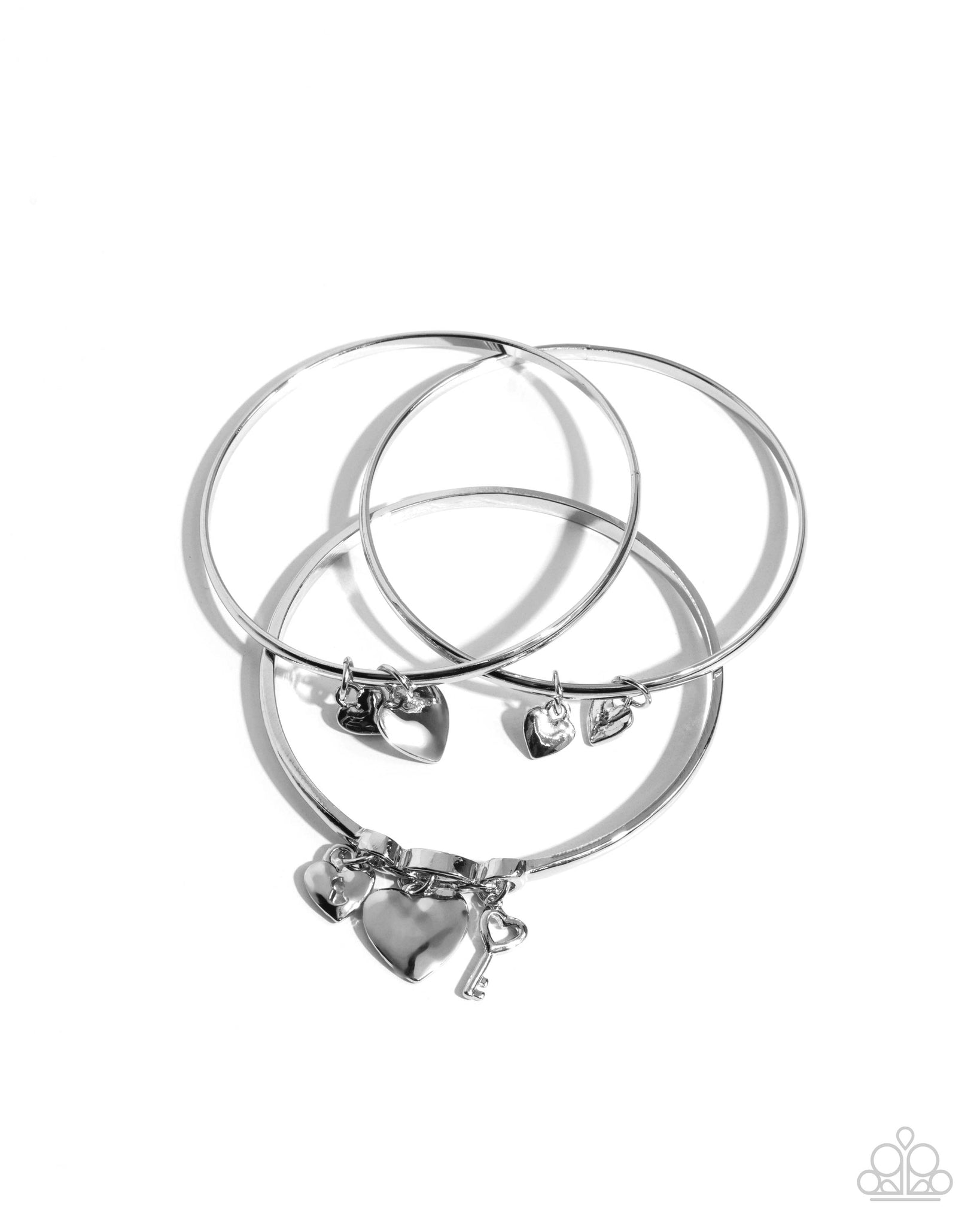 Paparazzi Sealed Sweetheart Charm Silver Bangle Bracelet