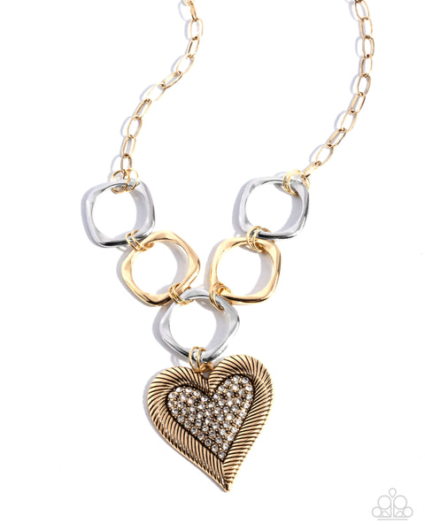 Paparazzi Focused Affection - Gold Heart Necklace