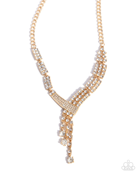 COMING SOON Paparazzi 
Diagonal Dazzle - Gold Necklace