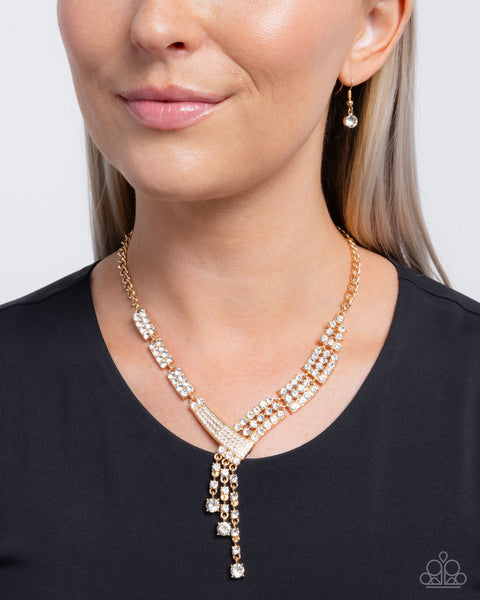 COMING SOON Paparazzi 
Diagonal Dazzle - Gold Necklace
