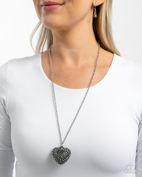 Paparazzi Smitten Sensation - Silver Heart Necklace