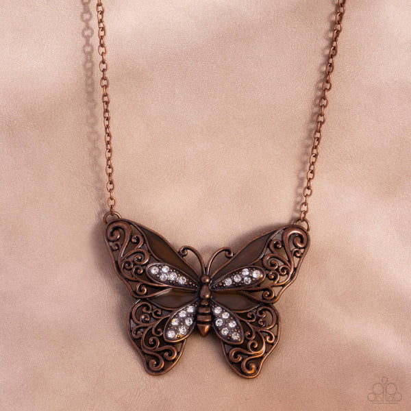 Paparazzi Flawless Flight - Copper Butterfly Necklace