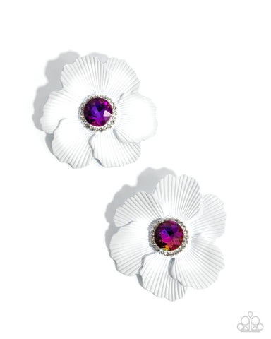 COMING SOON Paparazzi Organic Growth Flower White Earrings