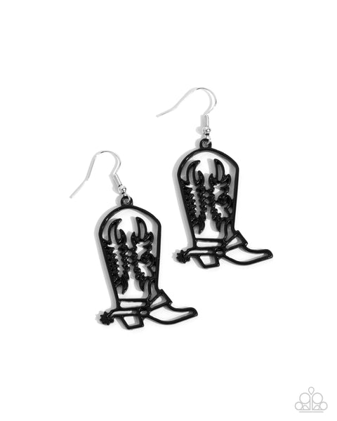 COMING SOON Paparazzi Given the Boot - Black Earrings