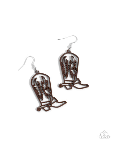 COMING SOON Paparazzi Given the Boot - Brown Earrings