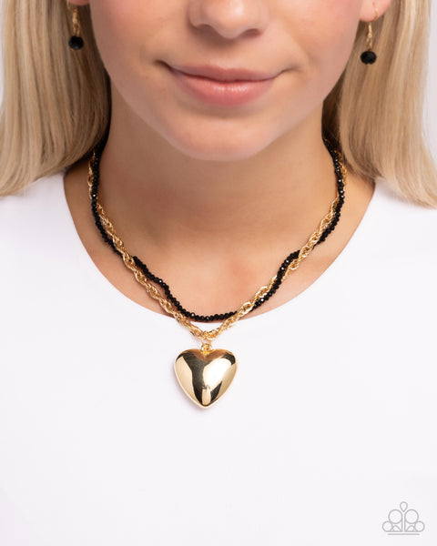 Paparazzi Falling Slowly - Gold Heart Necklace