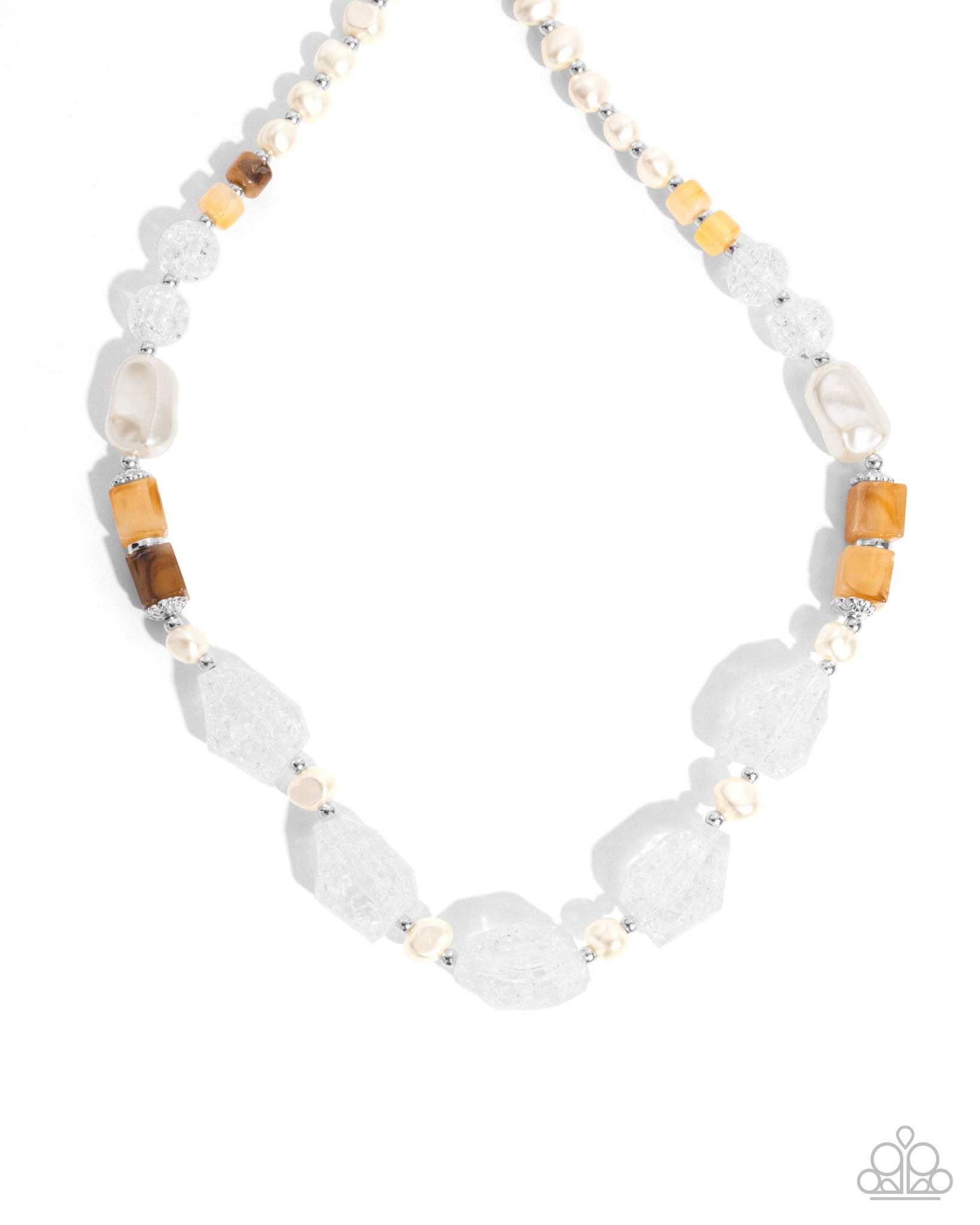 Paparazzi Crackling Chic - White Necklace