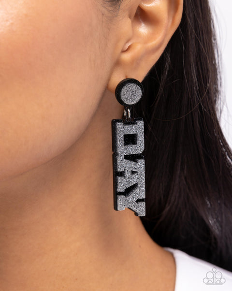 Paparazzi Home Game - Black Earrings