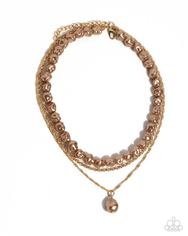 Paparazzi Baroque Bling Pearl - Brown Necklace