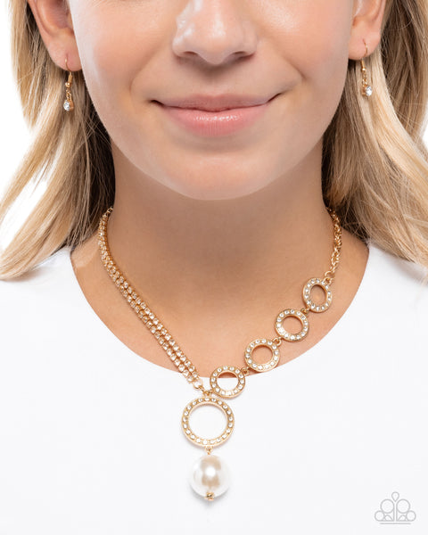 Paparazzi Refined Rapid - Gold Pearl Necklace