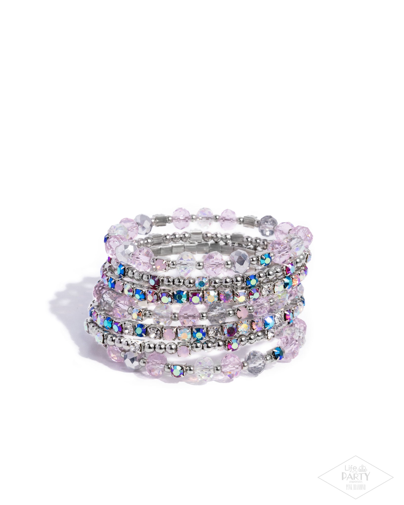 COMING SOON Paparazzi Sizzling Stack - Pink Iridescent Multi Coiled Bracelet