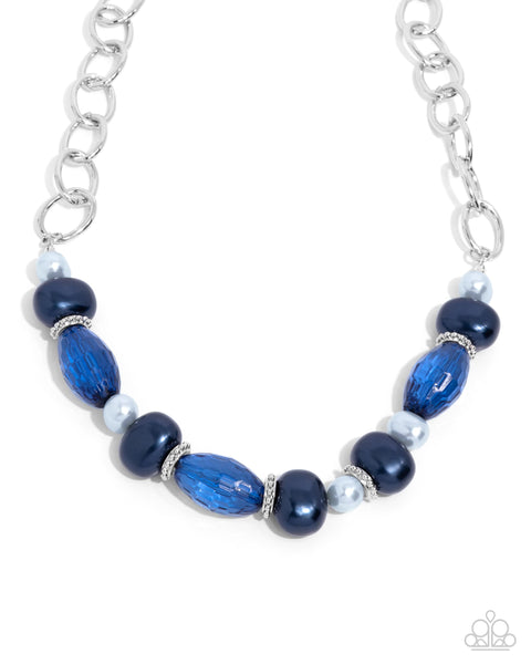 Paparazzi Pearly Patron Necklace and Pearly Passenger Bracelet Blue Set