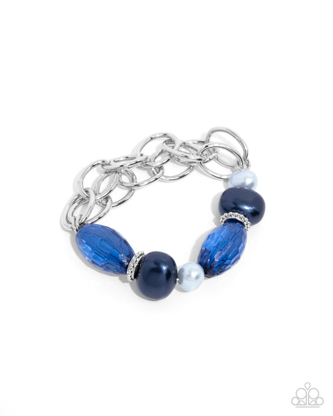 Paparazzi Pearly Patron Necklace and Pearly Passenger Bracelet Blue Set