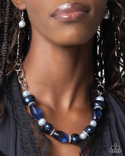 Paparazzi Pearly Patron Necklace and Pearly Passenger Bracelet Blue Set