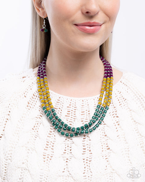 Paparazzi Trendy Trio Necklace and Trendy Trifecta Green Complete Look Set