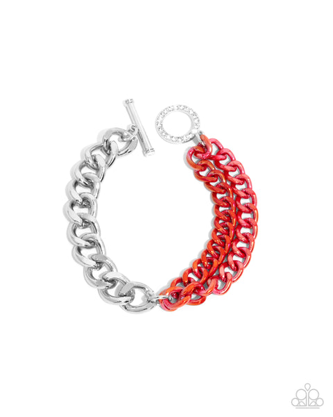 Paparazzi Iridescent Icon Necklace and Tourist Twists Bracelet Red Set