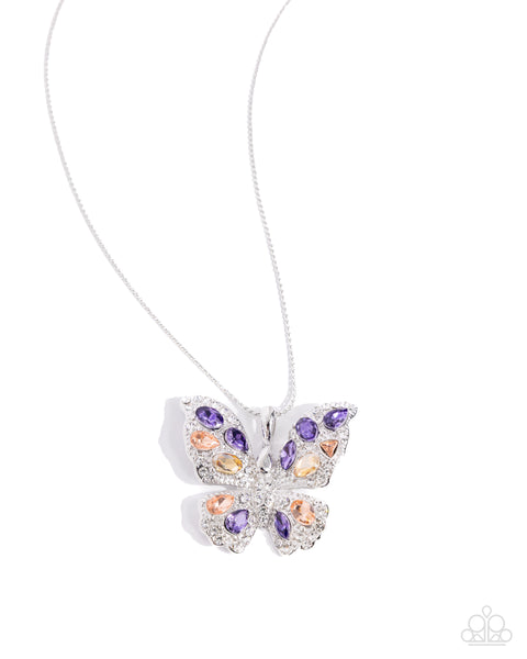 Paparazzi Aesthetic Admittance Necklace and Aerial Admittance Ring Butterfly Complete Look Purple Set