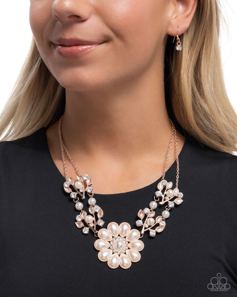 COMING SOON Paparazzi Sprouting Shimmer - Rose Gold Peal Necklace