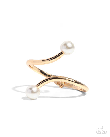 Paparazzi Effulgent Exemplar - Gold Pearl Hinged Bracelet