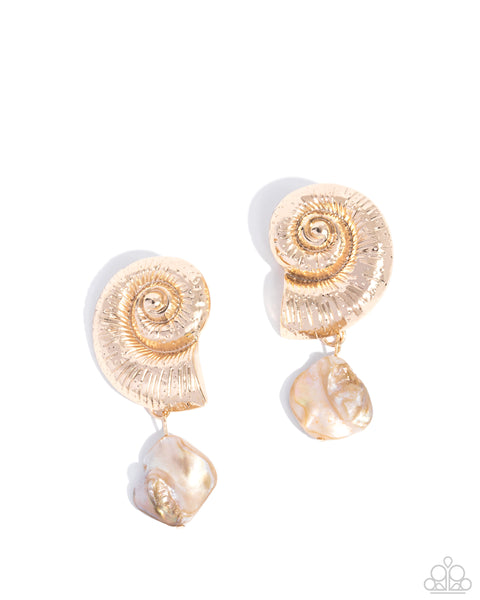 Paparazzi Conch Calypso - Gold Earrings