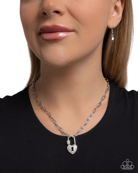 Paparazzi Padlock Potential - White Necklace