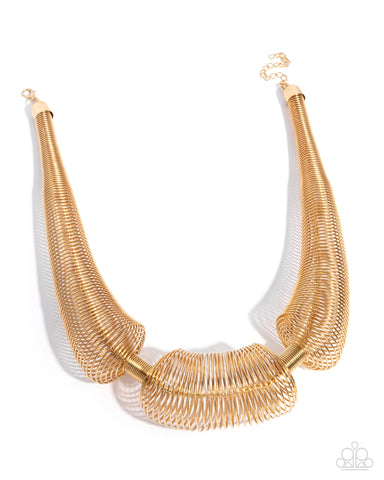 Paparazzi Carefree Coils - Gold Necklace