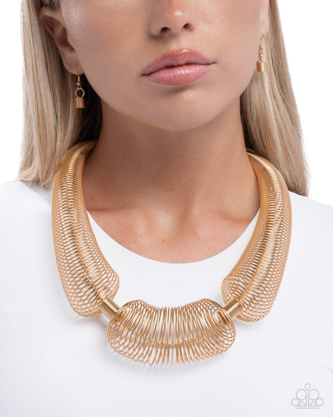 Paparazzi Carefree Coils - Gold Necklace