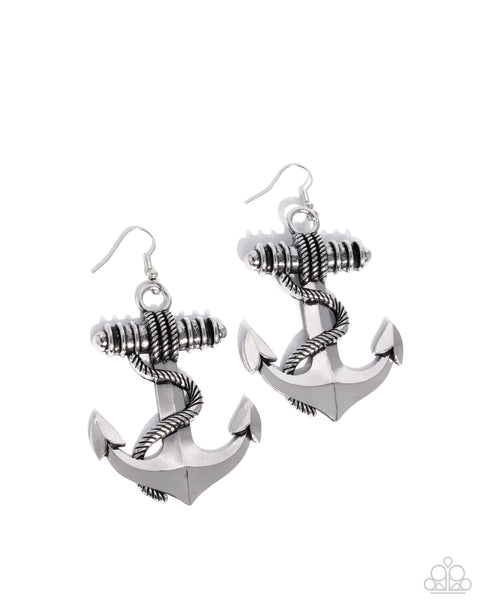 COMING SOON Paparazzi Adorable Anchor - Silver Earrings