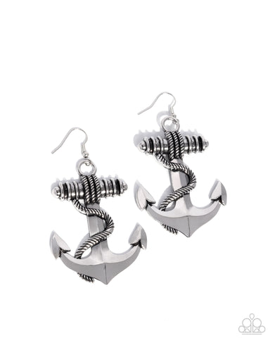 COMING SOON Paparazzi Adorable Anchor - Silver Earrings