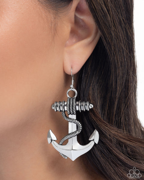 COMING SOON Paparazzi Adorable Anchor - Silver Earrings