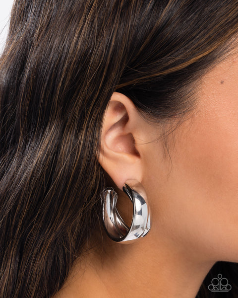 COMING SOON Paparazzi 
Restless Radiance - Silver Hoop Earrings
