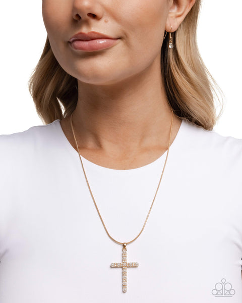 COMING SOON Paparazzi Holy Harmony Cross - Gold Necklace
