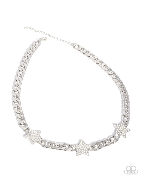 Paparazzi Uncle Sam Stars - White Necklace