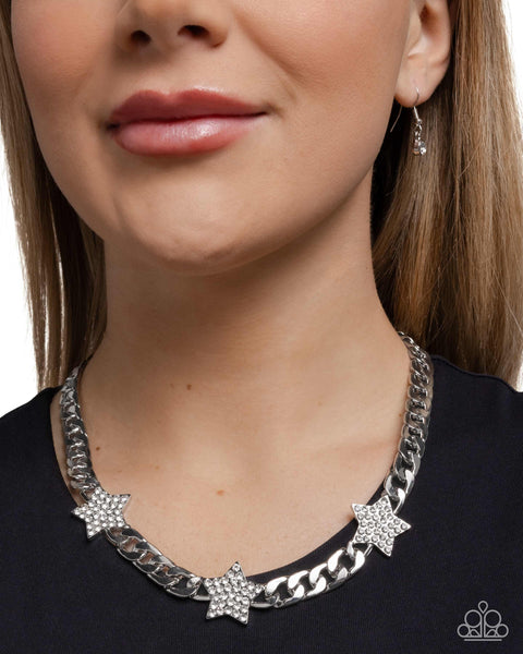 Paparazzi Uncle Sam Stars - White Necklace