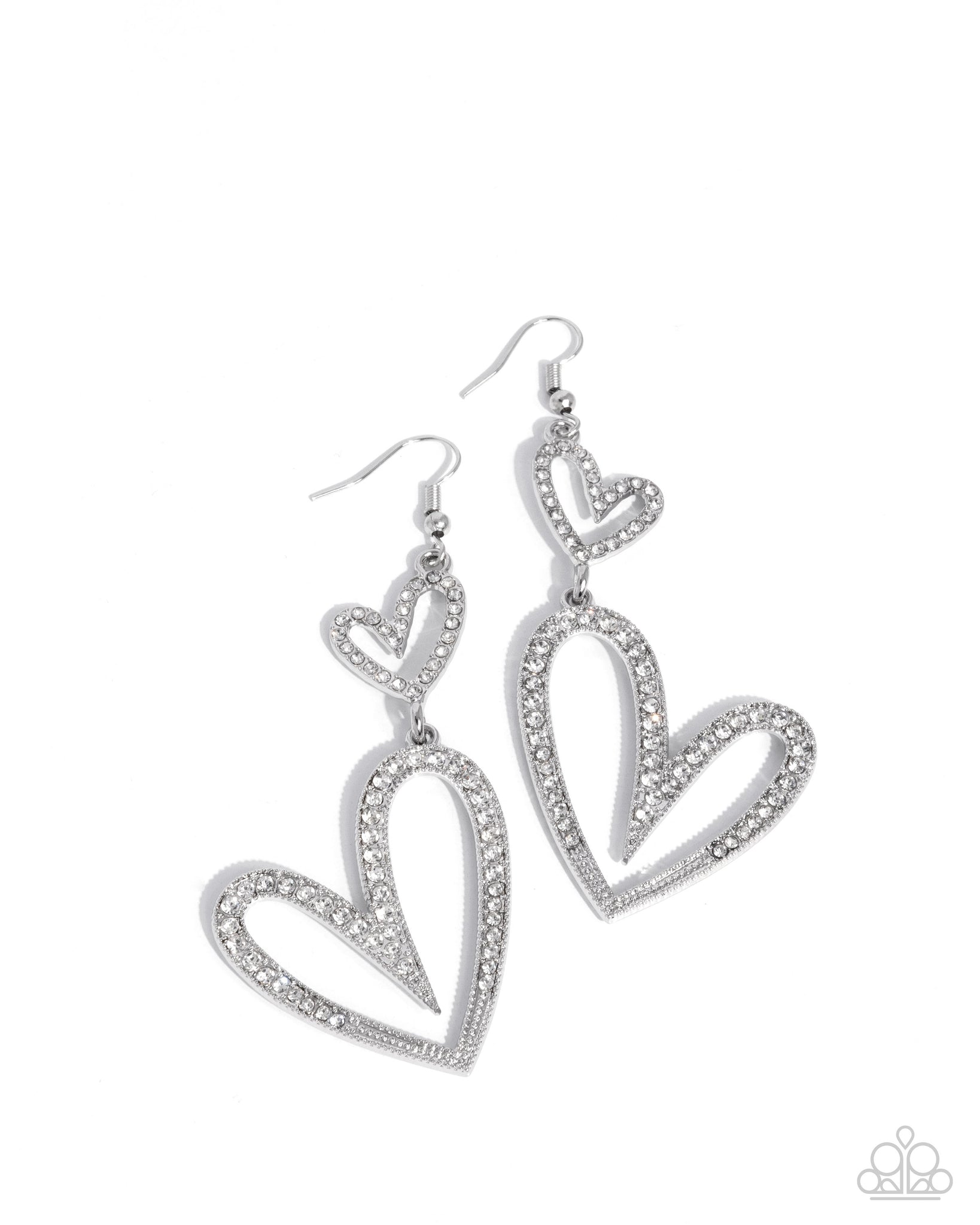 Paparazzi Power Couple - White Heart Earrings