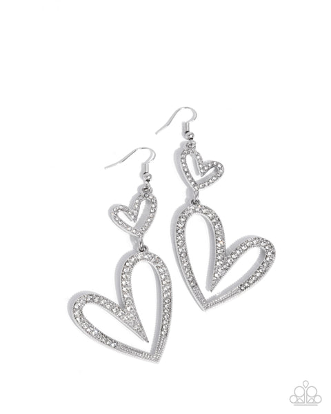 Paparazzi Power Couple - White Heart Earrings