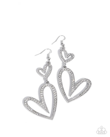 COMING SOON Paparazzi Power Couple - White Heart Earrings
