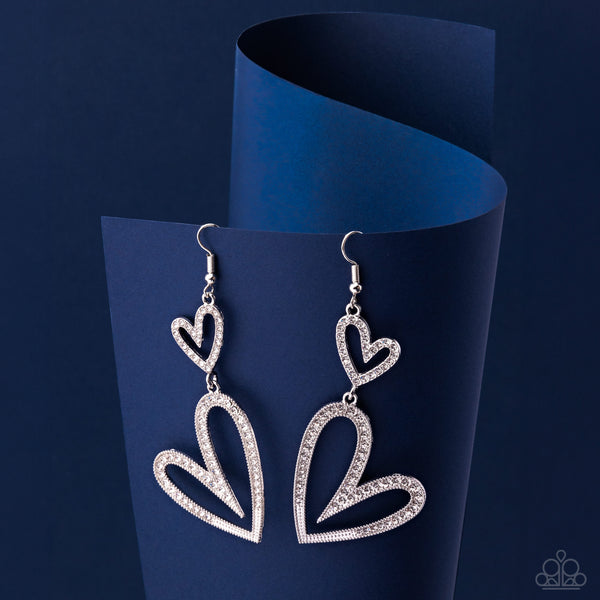 Paparazzi Power Couple - White Heart Earrings